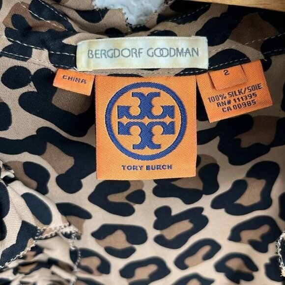 Tory Burch Leopard Ruffle Button Down Blouse - Picture 6 of 6